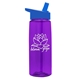 aerial view a transparent violet bottle & royal blue lid 26 oz flair tritan water bottle with flip straw lid, image 1 of 3