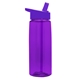 aerial view a transparent violet bottle & violet lid 26 oz flair tritan water bottle with flip straw lid, image 1 of 2