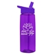 aerial view a transparent violet bottle & violet lid 26 oz flair tritan water bottle with flip straw lid, image 1 of 3