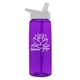 aerial view a transparent violet bottle & white lid 26 oz flair tritan water bottle with flip straw lid, image 1 of 3