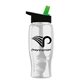 a clear bottle & black-with-green-spout lid poly - pure - 27 oz transparent bottle with flip straw lid