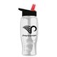 a clear bottle & black-with-red-spout lid poly - pure - 27 oz transparent bottle with flip straw lid