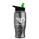 a transparent smoke bottle & black-with-green-spout lid poly - pure - 27 oz transparent bottle with flip straw lid