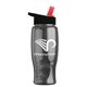 a transparent smoke bottle & black-with-red-spout lid poly - pure - 27 oz transparent bottle with flip straw lid