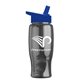 a transparent smoke bottle & royal blue lid poly - pure - 27 oz transparent bottle with flip straw lid