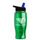 a transparent green bottle & black-with-blue-spout lid poly - pure - 27 oz transparent bottle with flip straw lid