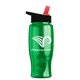a transparent green bottle & black-with-red-spout lid poly - pure - 27 oz transparent bottle with flip straw lid