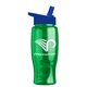 a transparent green bottle & royal blue lid poly - pure - 27 oz transparent bottle with flip straw lid