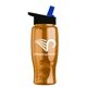 a transparent orange bottle & black-with-blue-spout lid poly - pure - 27 oz transparent bottle with flip straw lid
