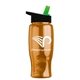 a transparent orange bottle & black-with-green-spout lid poly - pure - 27 oz transparent bottle with flip straw lid