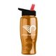 a transparent orange bottle & black-with-red-spout lid poly - pure - 27 oz transparent bottle with flip straw lid