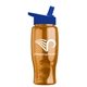 a transparent orange bottle & royal blue lid poly - pure - 27 oz transparent bottle with flip straw lid