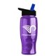 a transparent violet bottle & black-with-blue-spout lid poly - pure - 27 oz transparent bottle with flip straw lid