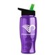 a transparent violet bottle & black-with-green-spout lid poly - pure - 27 oz transparent bottle with flip straw lid