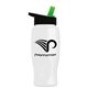 a white bottle & black-with-green-spout lid poly - pure - 27 oz transparent bottle with flip straw lid