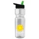 a clear bottle & black-with-green-spout lid champion - 28 oz transparent bottle with flip straw lid and digital imprint