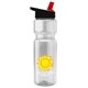 aerial view a clear bottle & black-with-red-spout lid champion - 28 oz transparent bottle with flip straw lid and digital imprint, image 1 of 2