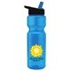 a blue bottle & black-with-blue-spout lid champion - 28 oz transparent bottle with flip straw lid and digital imprint