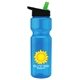 a blue bottle & black-with-green-spout lid champion - 28 oz transparent bottle with flip straw lid and digital imprint
