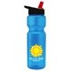 a blue bottle & black-with-red-spout lid champion - 28 oz transparent bottle with flip straw lid and digital imprint
