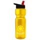 a yellow bottle & black-with-red-spout lid champion - 28 oz transparent bottle with flip straw lid and digital imprint
