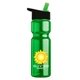 a green bottle & black-with-green-spout lid champion - 28 oz transparent bottle with flip straw lid and digital imprint