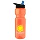 a orange bottle & black-with-blue-spout lid champion - 28 oz transparent bottle with flip straw lid and digital imprint