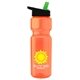 a orange bottle & black-with-green-spout lid champion - 28 oz transparent bottle with flip straw lid and digital imprint