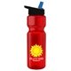 a red bottle & black-with-blue-spout lid champion - 28 oz transparent bottle with flip straw lid and digital imprint