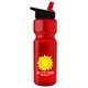 a red bottle & black-with-red-spout lid champion - 28 oz transparent bottle with flip straw lid and digital imprint