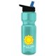 a teal bottle & black-with-blue-spout lid champion - 28 oz transparent bottle with flip straw lid and digital imprint