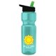 a teal bottle & black-with-green-spout lid champion - 28 oz transparent bottle with flip straw lid and digital imprint