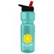 a teal bottle & black-with-red-spout lid champion - 28 oz transparent bottle with flip straw lid and digital imprint