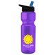 a violet bottle & black-with-blue-spout lid champion - 28 oz transparent bottle with flip straw lid and digital imprint