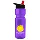 a violet bottle & black-with-red-spout lid champion - 28 oz transparent bottle with flip straw lid and digital imprint
