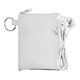 aerial view a white tall stretchy ear bud pouch, image 1 of 2