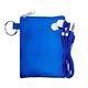 aerial view a blue tall stretchy ear bud pouch, image 1 of 2