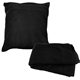 a black eco - conscious recycled fabric blanket