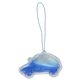 aerial view a blue (fresh linen) hanging auto freshener with rear view mirror clip, image 1 of 2