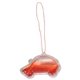 aerial view a red (cherry blossom) hanging auto freshener with rear view mirror clip, image 1 of 2