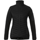 aerial view a black/black (995) womens banff hybrid insulated puffer jacket, image 1 of 4