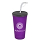 a smoke lid & translucent violet cup 24 oz stadium tumbler cup with flex straw and lid