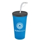 a smoke lid & translucent blue cup 24 oz stadium tumbler cup with flex straw and lid