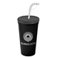 a smoke lid & black cup 24 oz stadium tumbler cup with flex straw and lid