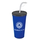 a smoke lid & royal blue cup 24 oz stadium tumbler cup with flex straw and lid