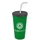 a smoke lid & green cup 24 oz stadium tumbler cup with flex straw and lid