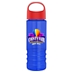 a red lid & transparent blue bottle salute - 24 oz bottle with oval crest lid - digital