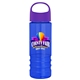 a violet lid & transparent blue bottle salute - 24 oz bottle with oval crest lid - digital