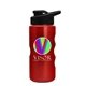 a black lid & metallic red bottle mini peak - 22 oz tritan(tm) metalike bottle with drink thru lid and digital imprint