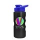 a royal blue lid & metallic black bottle mini peak - 22 oz tritan(tm) metalike bottle with drink thru lid and digital imprint
